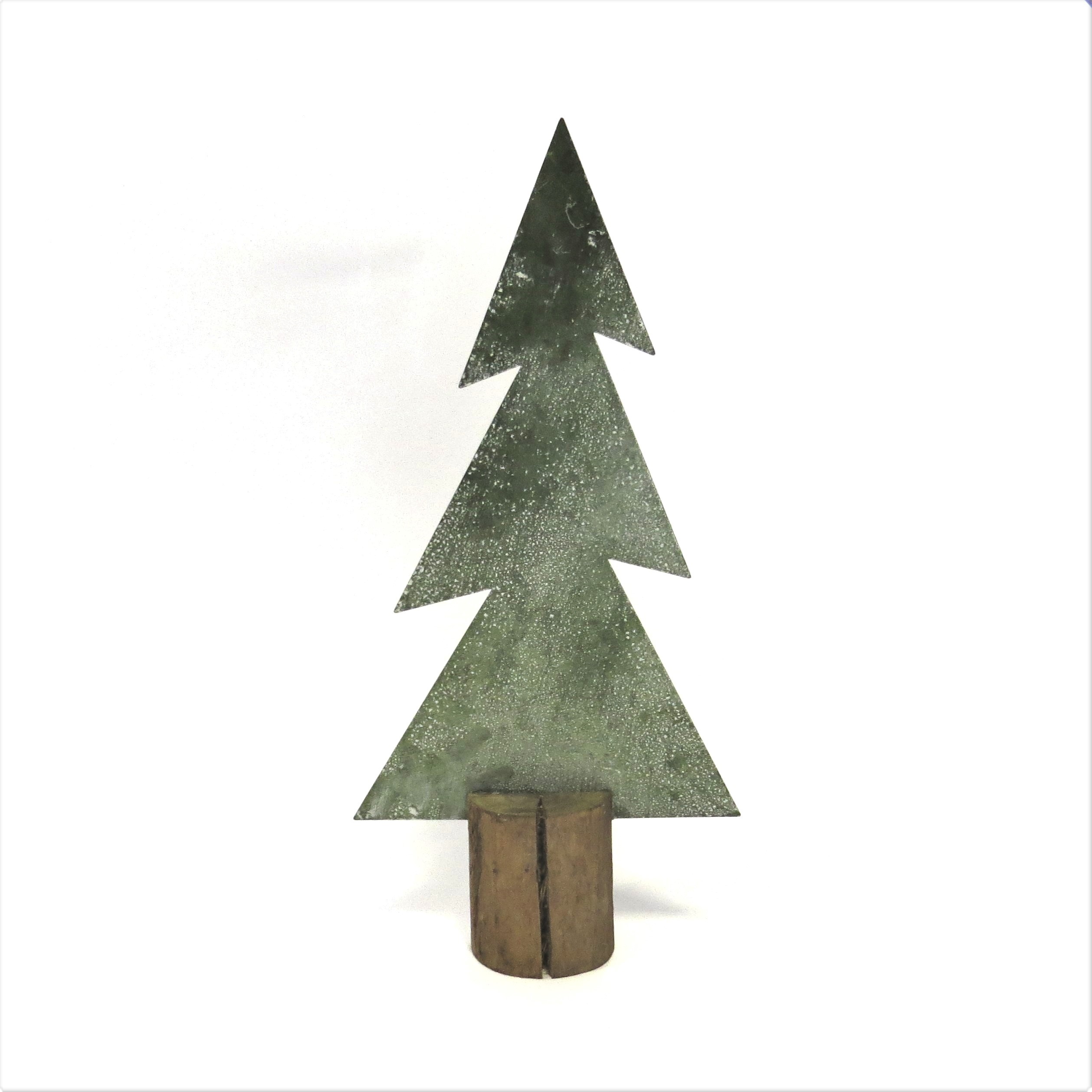 Tannenbaum Weihnachten Deko Baum Metall Zink Holz Grün Tischdeko 36 cm